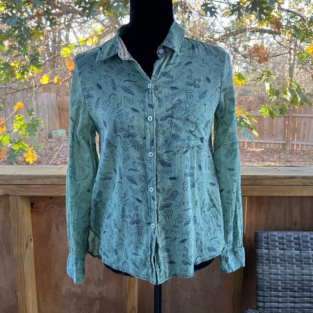 Anthropologie Holding Horses Arabel Ruffle Hem Animal Print Shirt Size 0